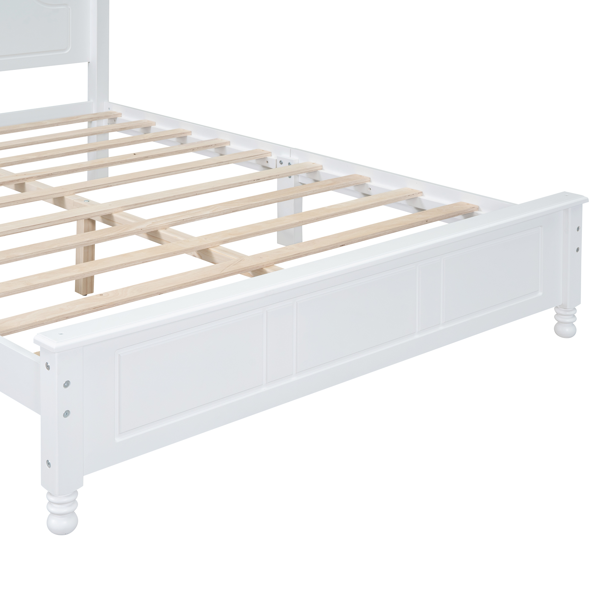3-Pieces Bedroom Sets,Queen Size Wood Platform Bed and Two Nightstands-White - Image 4
