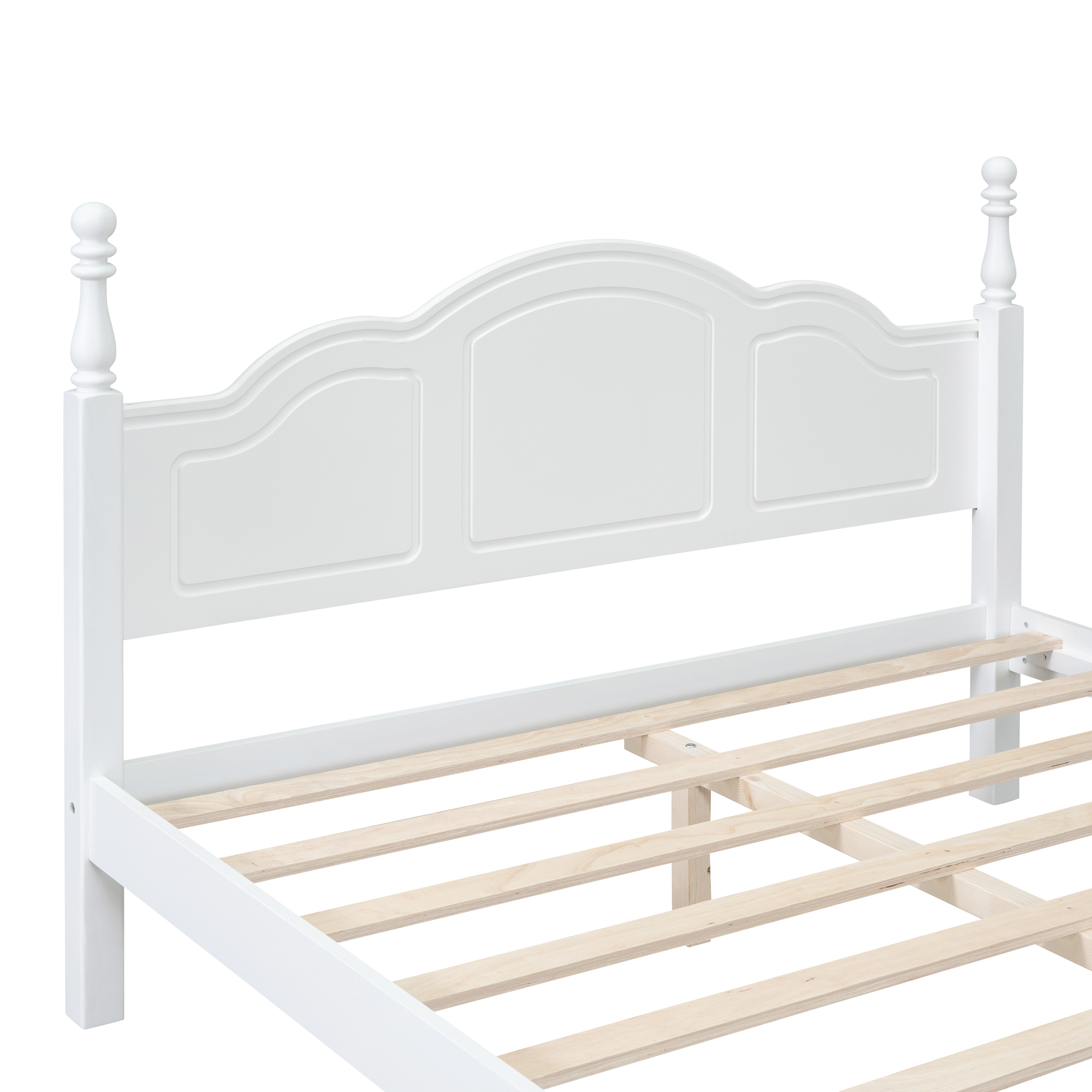 3-Pieces Bedroom Sets,Queen Size Wood Platform Bed and Two Nightstands-White - Image 5