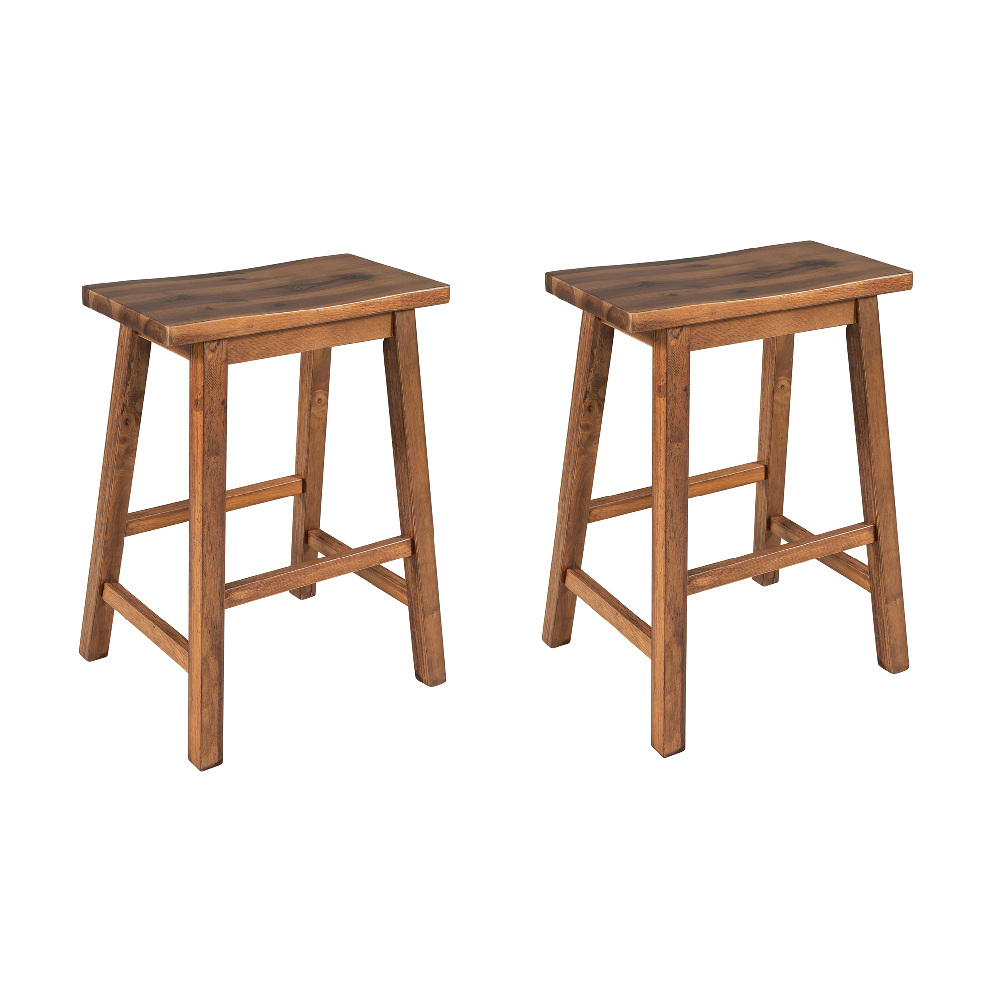 TOPMAX Farmhouse Rustic 2-piece Counter Height Wood Kitchen Dining Stools for Small Places, Walnut - Image 4