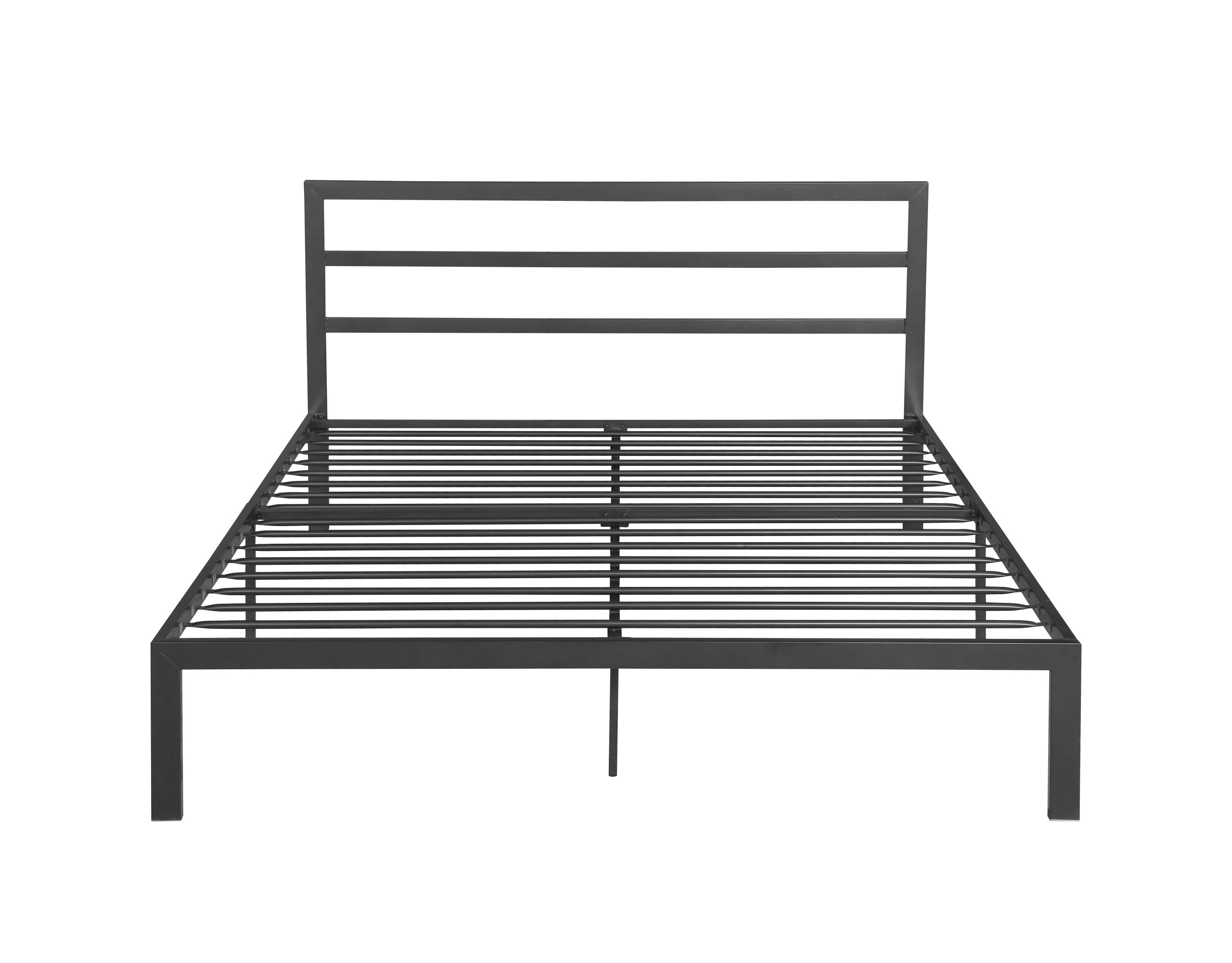Queen Size Metal Bed Frame with Headboard Charcoal Grey - Image 4