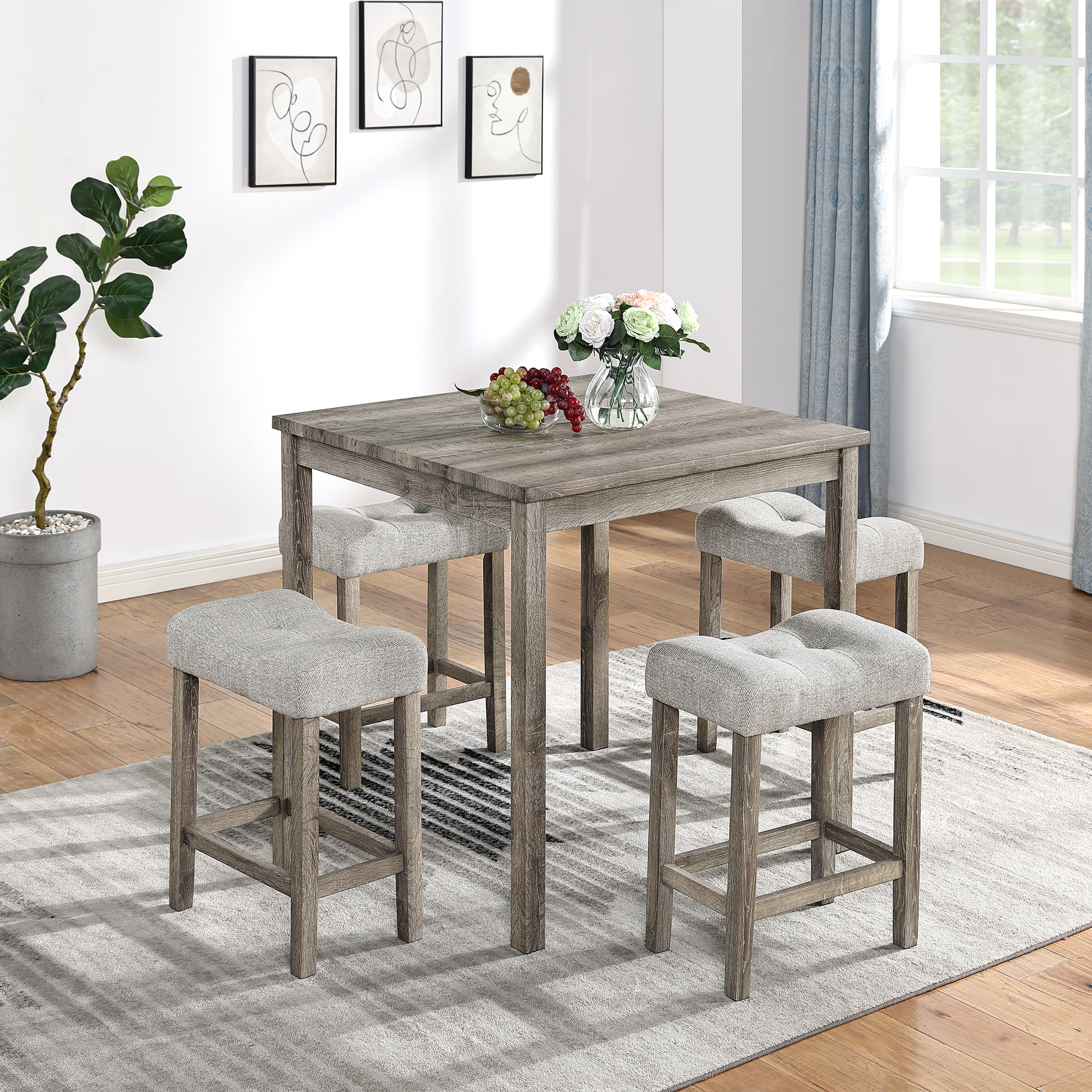 Dining Table, Bar Table and Chairs Set, 5 Piece Dining Table Set, Industrial Breakfast Table Set, for Living Room, Dining Room, Game Room - Image 2